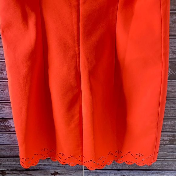 J Crew Bright Orange Laser Cut Shift Dress Size 6 - Picture 9 of 12